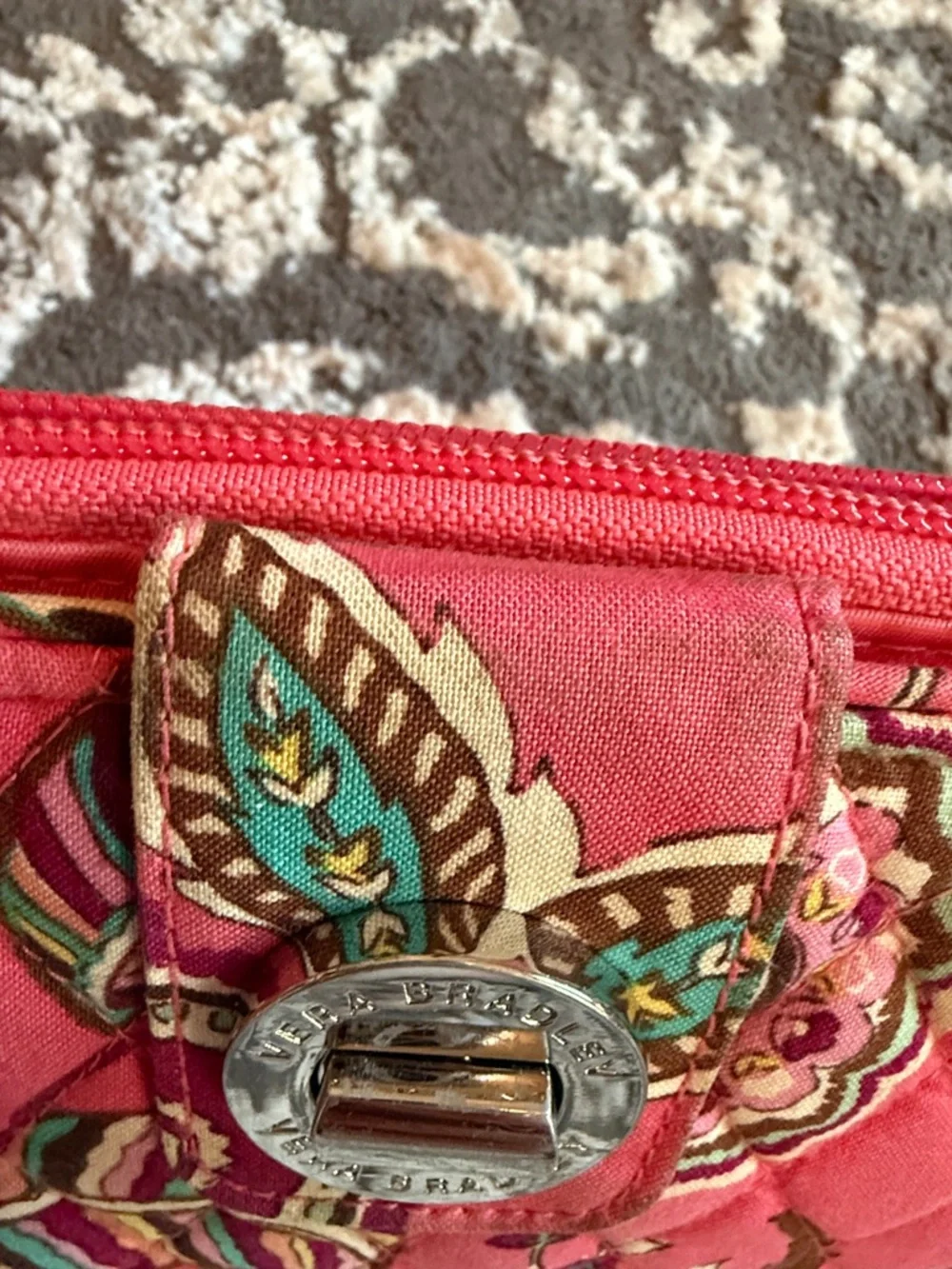 Vera Bradley Pink Floral Quilted Turn-Lock Wallet - Picture 5 of 5